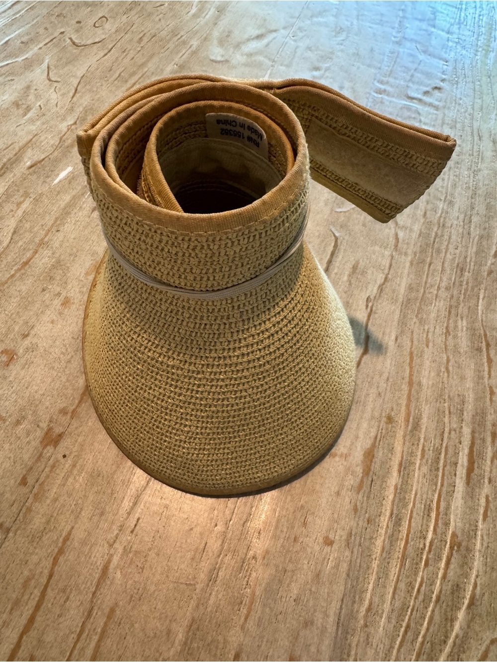 Sun-Protective Wide Brim Straw Visor - Tan - Picture 3 of 4